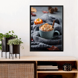 Obraz w ramie Rustykalna kompozycja z pomarańczami i ciepłym szalem