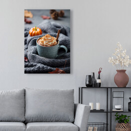 Obraz na płótnie Rustykalna kompozycja z pomarańczami i ciepłym szalem