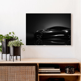 Obraz na płótnie Oświetlony czarny luksusowy samochód 