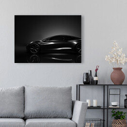 Obraz na płótnie Oświetlony czarny luksusowy samochód 