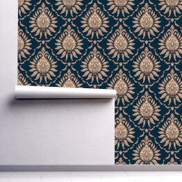 Tapeta w rolce Wektor Damaszek spójny wzór tło. Klasyczny luksusowy staromodny Damaszekowy ornament, royal victorian bezszwowa tekstura dla tapet, tkanin, opakowań. Wykwintny kwiatowy barokowy szablon.