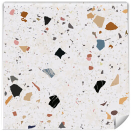 Tapeta winylowa zmywalna w rolce Płytka lastryko wzór wektorowy z kolorowym kamieniem na szarym marmurowym tle dla bezszwowej tapety betonowej skały