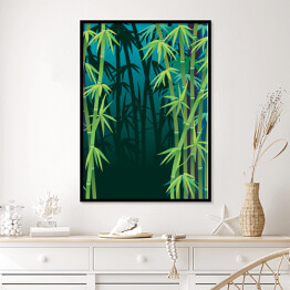 Plakat w ramie Ciemny las bambusowy