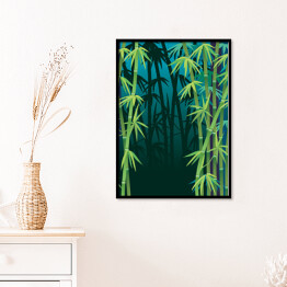 Plakat w ramie Ciemny las bambusowy