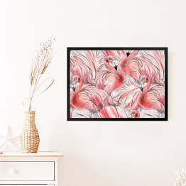 Obraz w ramie Akwarelowe flamingi