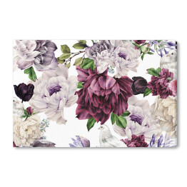 Obraz na płótnie Kwiaty w odcieniach różu i fioletu - akwarela na jasnym tle