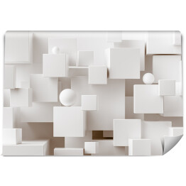 Fototapeta winylowa zmywalna Abstrakcyjne geometryczne tło. Nakładające się białe kwadraty 3d. 3d cubic minimalna kompozycja dla korporacyjnego szablonu projektowego.