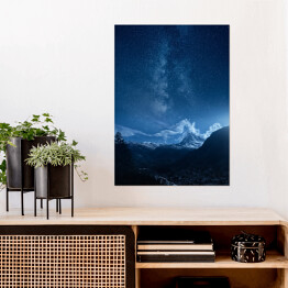 Plakat samoprzylepny Droga mleczna krajobraz gwiazdy nad górami w nocy