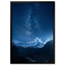 Obraz klasyczny Droga mleczna krajobraz gwiazdy nad górami w nocy