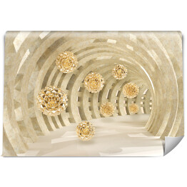 Fototapeta winylowa zmywalna Tunel z złotymi latającymi kulkami 3d 