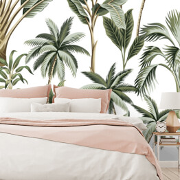 Hawajskie palmy na białym tle w stylu vintage