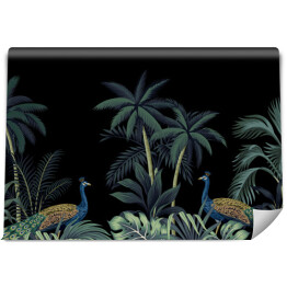 Fototapeta Egzotyczny motyw z palmami i pawiami