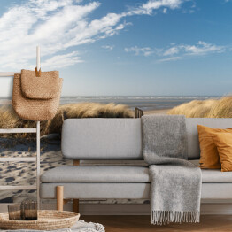 Fototapeta winylowa zmywalna Fototapeta krajobraz z drewnianym pomostem na plaży nad Morzem Północnym