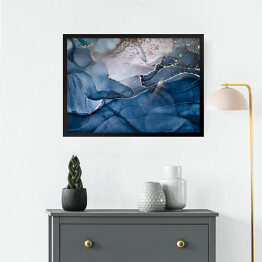 Obraz w ramie Ciemny niebieski atrament rozpuszczający się w płynie ze zdobieniami