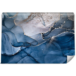 Fototapeta winylowa zmywalna Ciemny niebieski atrament rozpuszczający się w płynie ze zdobieniami