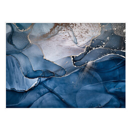 Plakat samoprzylepny Ciemny niebieski atrament rozpuszczający się w płynie ze zdobieniami