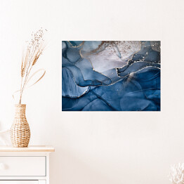 Plakat samoprzylepny Ciemny niebieski atrament rozpuszczający się w płynie ze zdobieniami