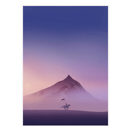 Plakat samoprzylepny Górski krajobraz z jeźdźcem 