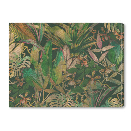 Obraz na płótnie Dekoracja w stylu vintage z tropikalnymi liśćmi 