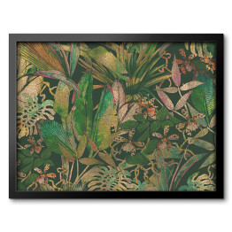 Obraz w ramie Dekoracja w stylu vintage z tropikalnymi liśćmi 