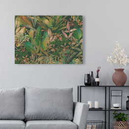 Obraz na płótnie Dekoracja w stylu vintage z tropikalnymi liśćmi 
