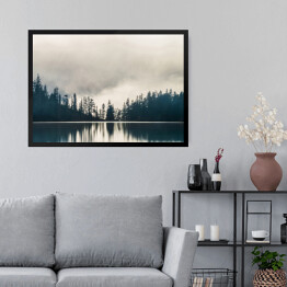 Obraz w ramie Gęsty las nad wodą