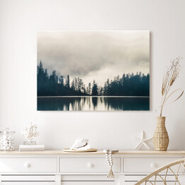 Obraz na płótnie Gęsty las nad wodą