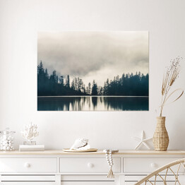 Plakat samoprzylepny Gęsty las nad wodą