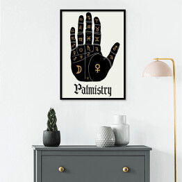 Plakat w ramie Czytanie z dłoni. Symbole znaków zodiaku - ilustracja
