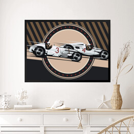 Obraz w ramie Wyścigowe samochody w stylu vintage