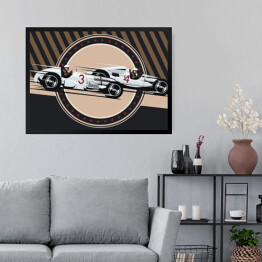 Obraz w ramie Wyścigowe samochody w stylu vintage