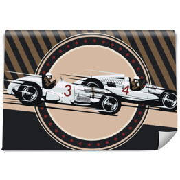 Fototapeta winylowa zmywalna Wyścigowe samochody w stylu vintage