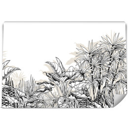 Fototapeta samoprzylepna Szkic tropikalnego lasu na jasnym tle