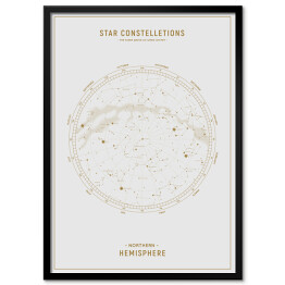 Plakat w ramie Gwiezdne konstelacje. Zodiakalna mapa nieba