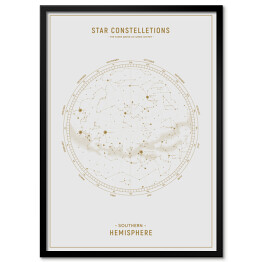 Plakat w ramie Gwiezdne konstelacje. Mapa południowego nieba