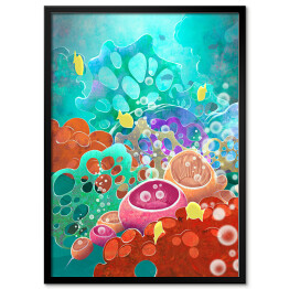Plakat w ramie Rybki w rafie koralowej - rysunek