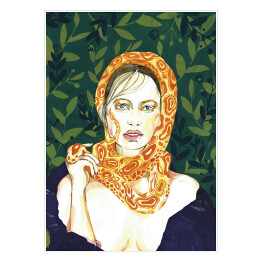 Plakat samoprzylepny Mistyczna akwarela - kobieta z wężem