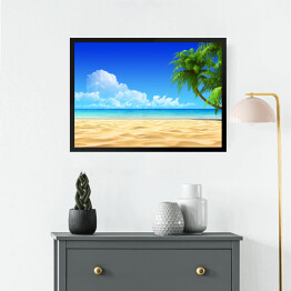 Obraz w ramie Palmy na tropikalnej, słonecznej plaży