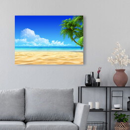 Obraz na płótnie Palmy na tropikalnej, słonecznej plaży