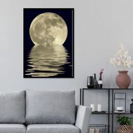 Plakat w ramie Księżyc w pełni nad jeziorem