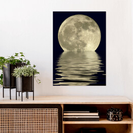 Plakat samoprzylepny Księżyc w pełni nad jeziorem