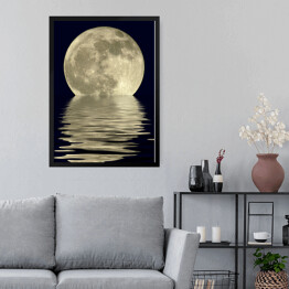 Obraz w ramie Księżyc w pełni nad jeziorem