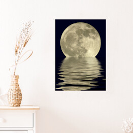 Plakat samoprzylepny Księżyc w pełni nad jeziorem
