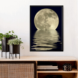Obraz w ramie Księżyc w pełni nad jeziorem