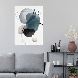 Plakat samoprzylepny Akwarelowa kompozycja geometryczna w chłodnych barwach