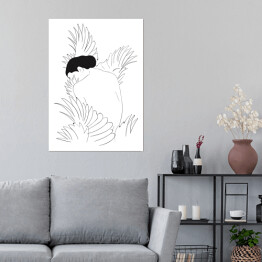 Plakat Uskrzydlona kobieta - minimalistyczna czarno biała ilustracja