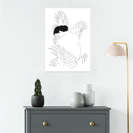 Plakat samoprzylepny Uskrzydlona kobieta - minimalistyczna czarno biała ilustracja