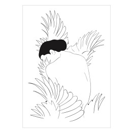 Uskrzydlona kobieta - minimalistyczna czarno biała ilustracja