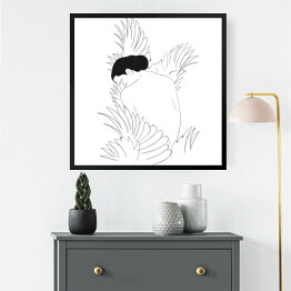 Obraz w ramie Uskrzydlona kobieta - minimalistyczna czarno biała ilustracja