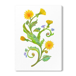 Malowane żółte i niebieskie drobne kwiaty